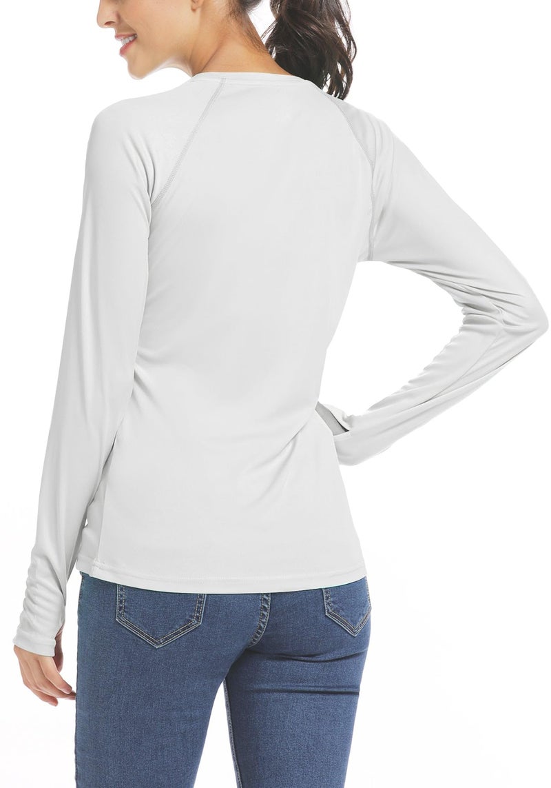 Willit Women's UPF 50+ Sun Protection Shirt Long Sleeve SPF UV Shirt Rash Guard Swim Hiking Fishing Tops Lightweight White L - Image 3